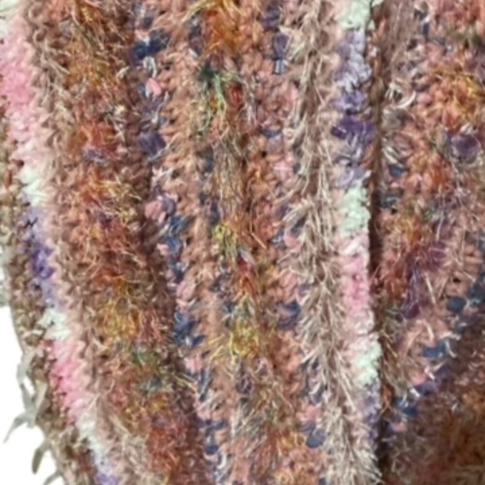 Handmade Gypsy, Bohemian, Boho Scarf With Pinks, Sparkle, Fuzzy and More! - Picture 3 of 6
